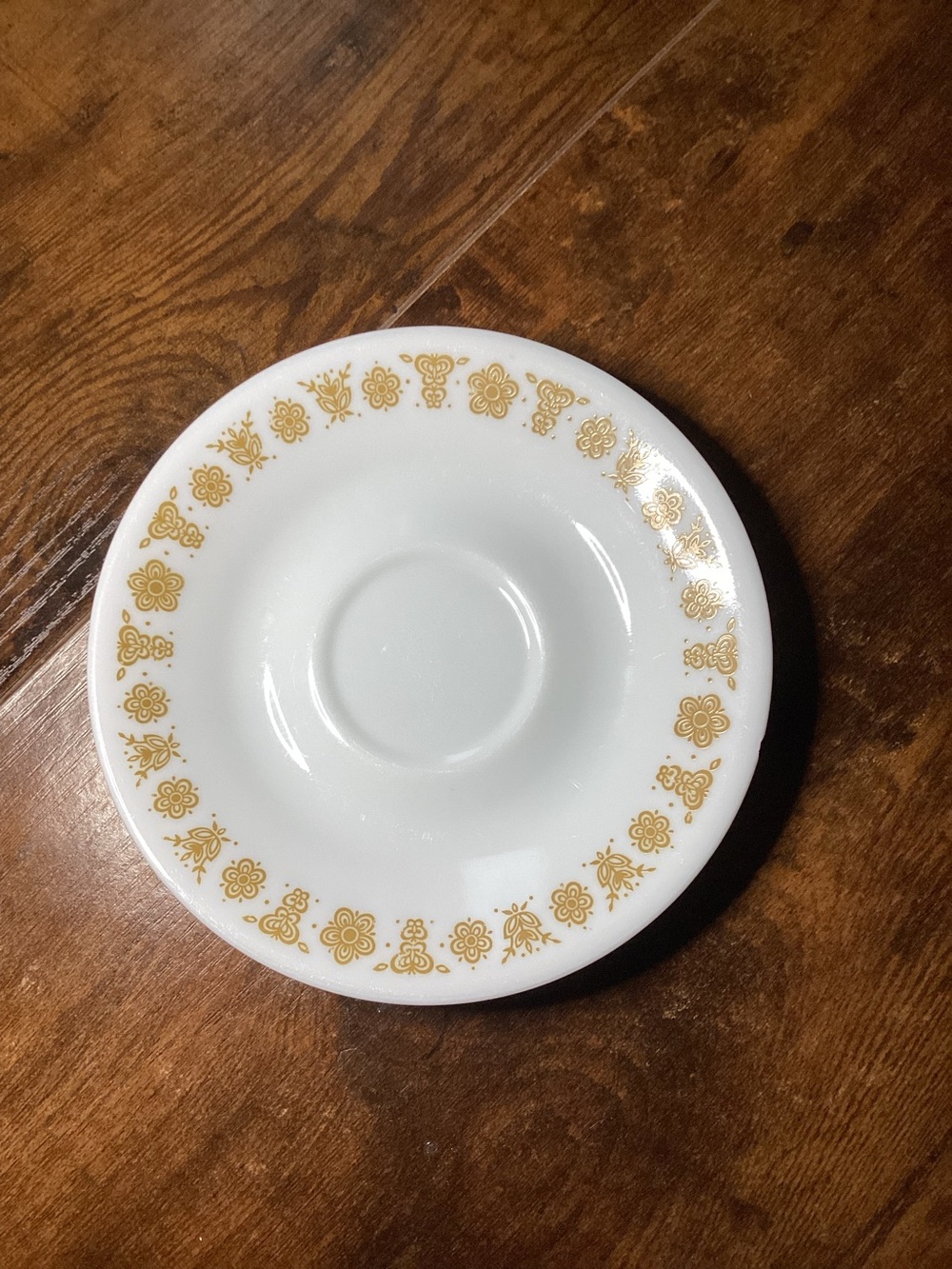 Vintage corelle butterfly gold saucers first gen 1970s set of 3